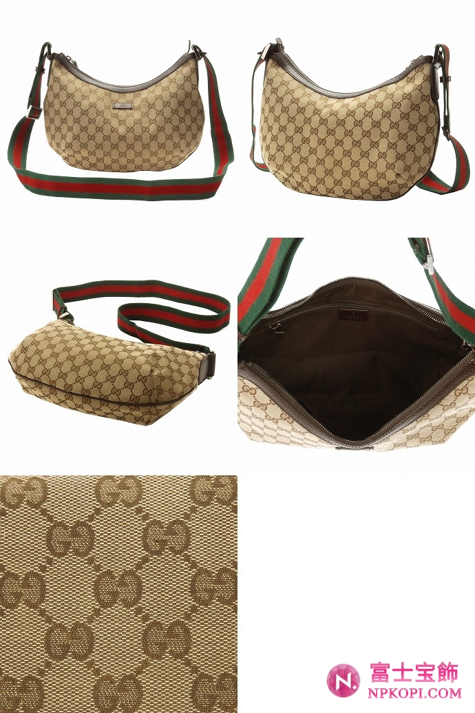 GUCCI/グッチ 2012年春夏GUCCI ORIGINAL定番キャンバスGG柄斜め掛けミディアムショルダーバッグ 181092 F4F5R 9791 